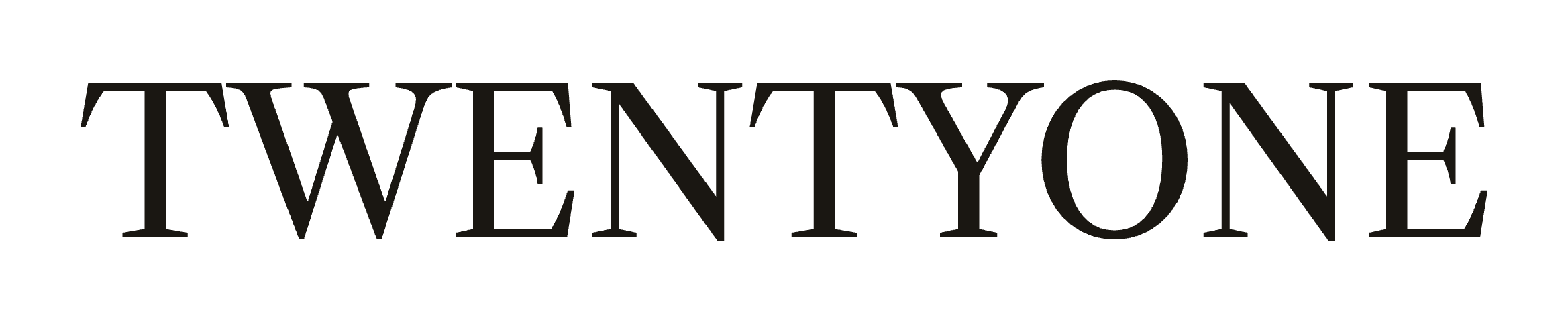 TWENTYONE wordmark with its clear space marked